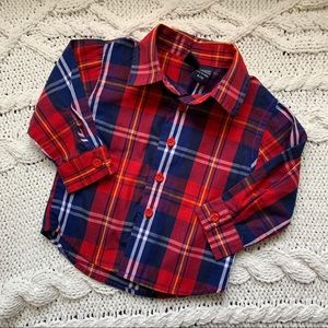 Nautica long sleeve red plaid button down shirt